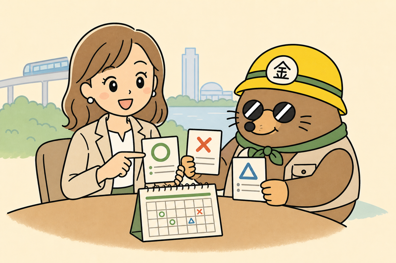 千葉市の補助金の受付状況を見る女社長とざくざ君
