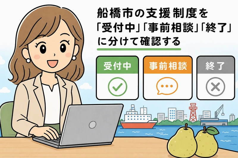 船橋市の支援制度の受付状況を見る女社長