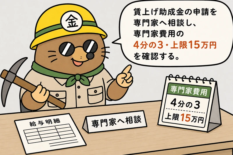 船橋市の賃上げ申請の専門家費用を見るざくざ君