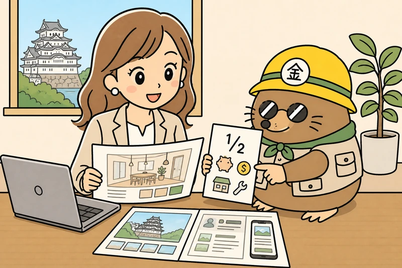 姫路市の代表的な支援制度を比べる女社長とざくざ君