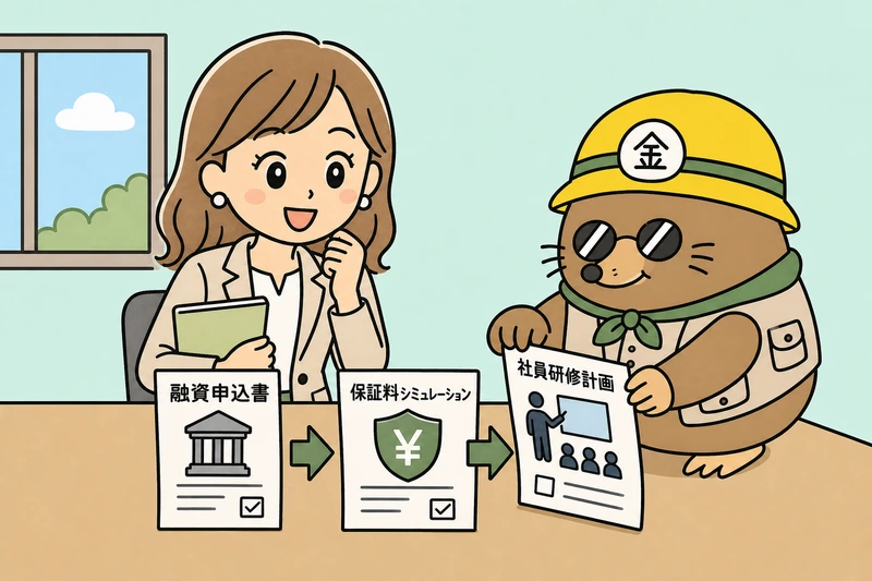 姫路市の補助金申請の順番を確認する女社長とざくざ君