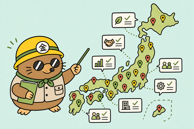 日本地図から設備投資の地域支援を探すざくざ君