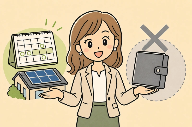 締切済み制度と省エネ情報を正しく読むの解説イラスト