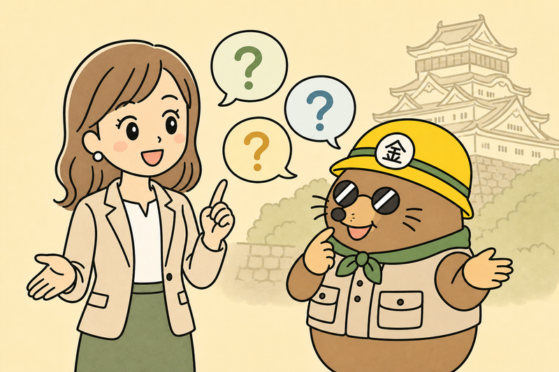 北九州市の補助金のよくある質問に答える女社長とざくざ君