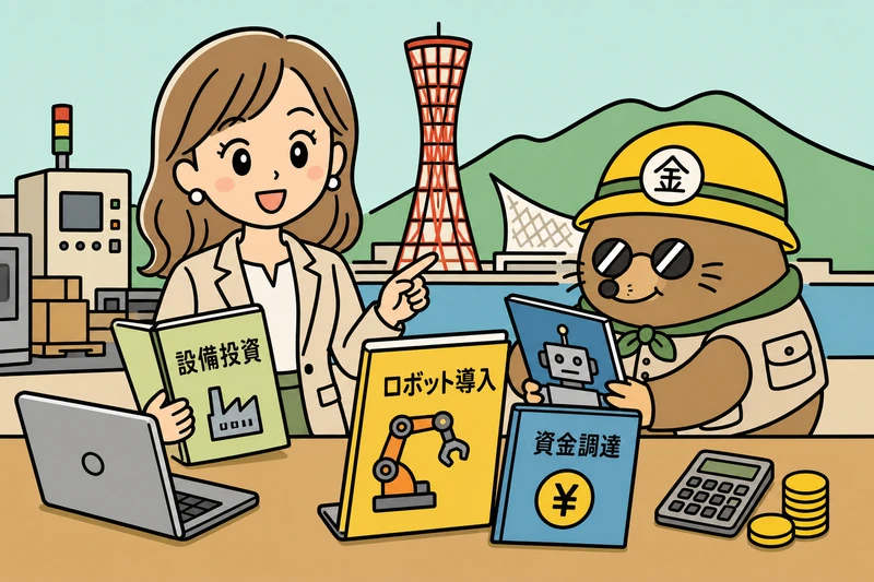 神戸市の補助金2026を調べる女社長とざくざ君