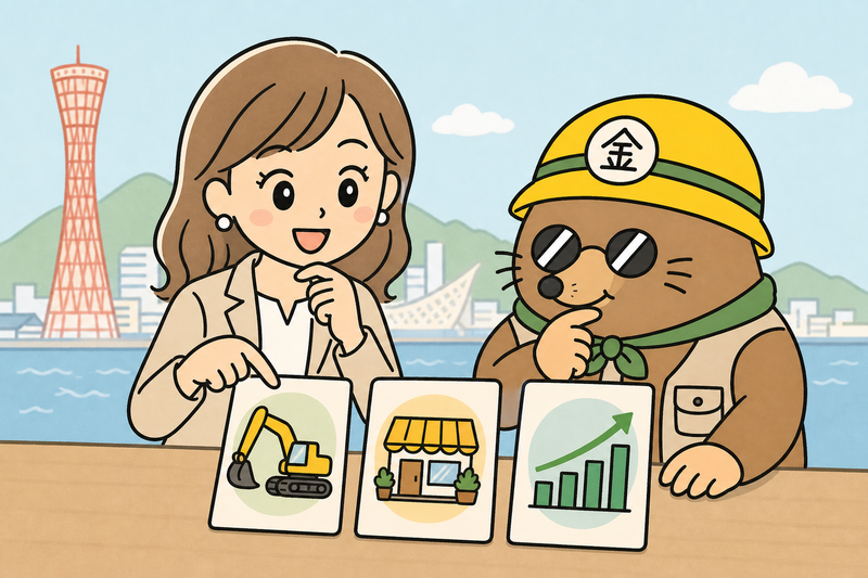 神戸市 補助金 個人事業主の設備・創業・経営支援を比べる女社長とざくざ君