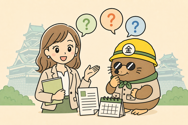 熊本市の補助金のよくある質問に答える女社長とざくざ君