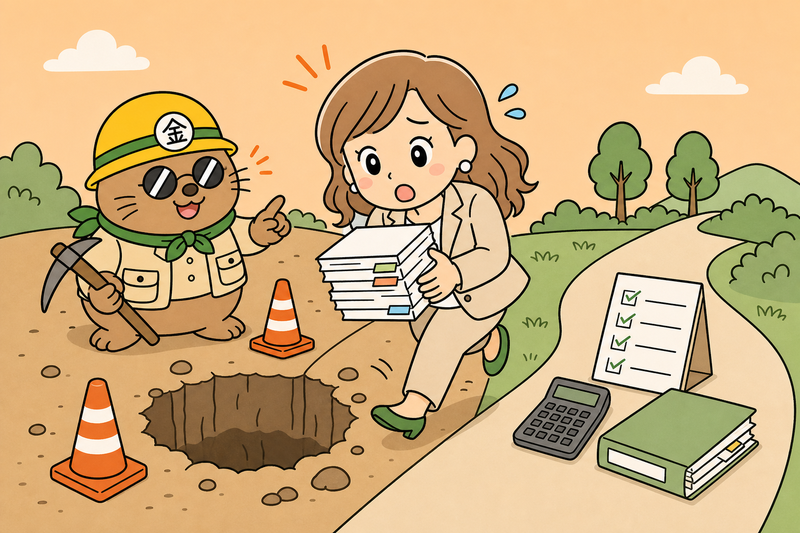 制度融資の審査でつまずきやすい落とし穴を避けるイラスト