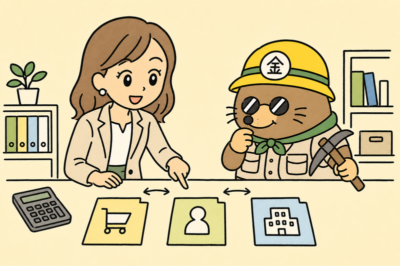 助成金の消費税とほかの税金を分けて見る女社長とざくざ君
