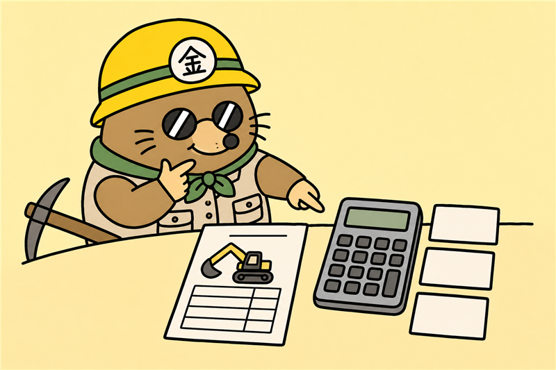 個人事業主の創業融資の見積書と運転資金を電卓で計算するざくざ君