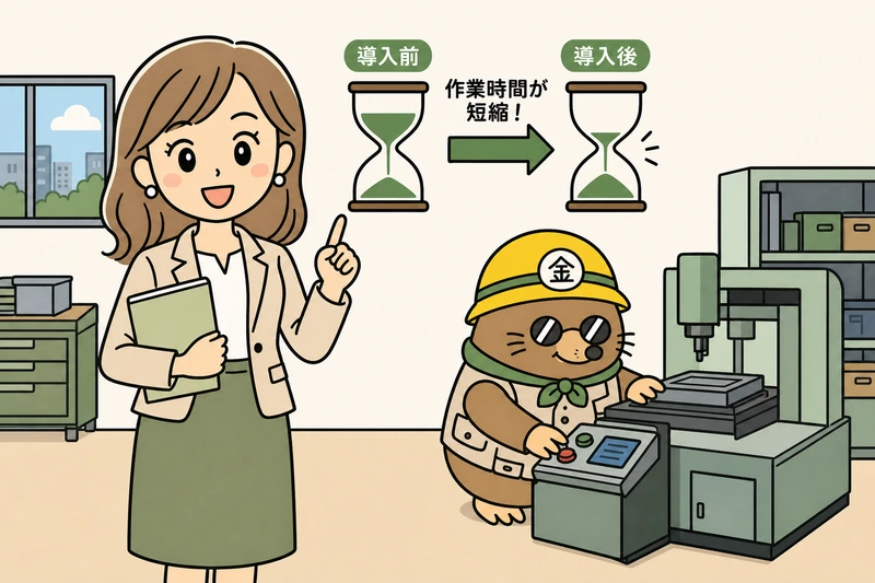 西宮市の補助金の受付状況を確認する女社長とざくざ君