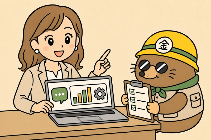 西宮市の代表的な支援制度を比べる女社長とざくざ君