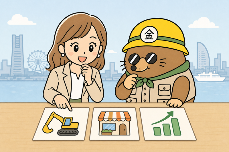 横浜市 補助金 個人事業主の設備・創業・経営支援を比べる女社長とざくざ君