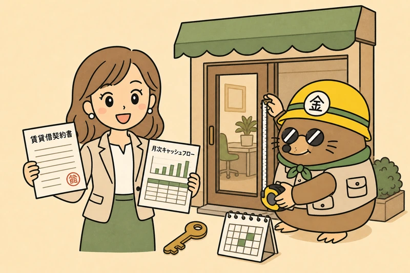 テイクオフ補助金で家賃・創業時期を見るポイントの解説イラスト