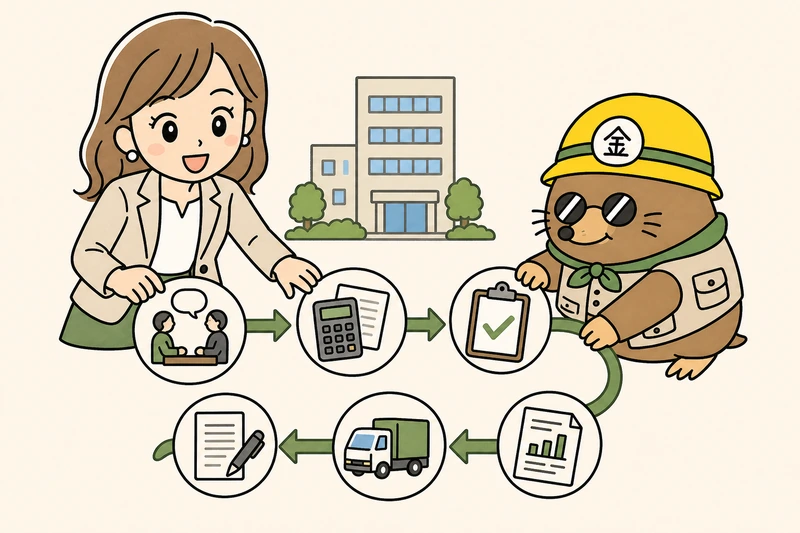 長崎市で契約前から実績報告まで失敗しにくい手順の解説イラスト