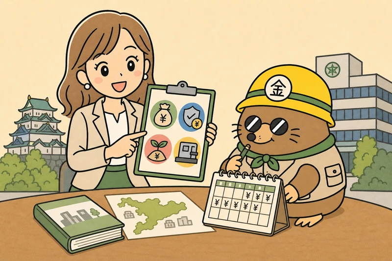 岡崎市の補助金2026｜融資・保証料・創業支援の解説イラスト