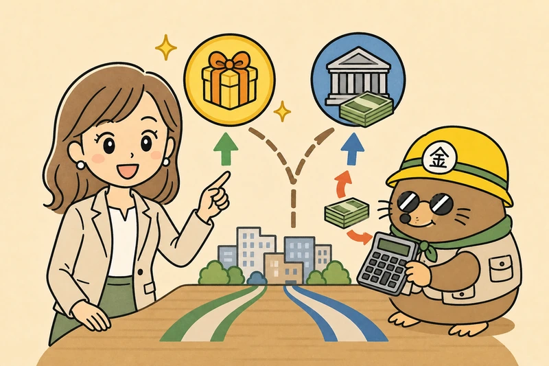 補助金・融資・保証料補助・利子補給の違いの解説イラスト