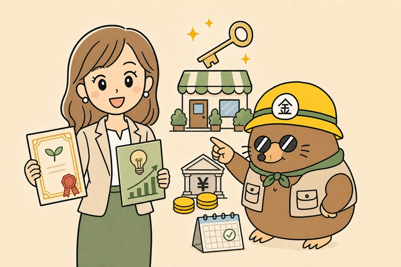 人材育成・創業・融資利子の支援を使い分けるの解説イラスト