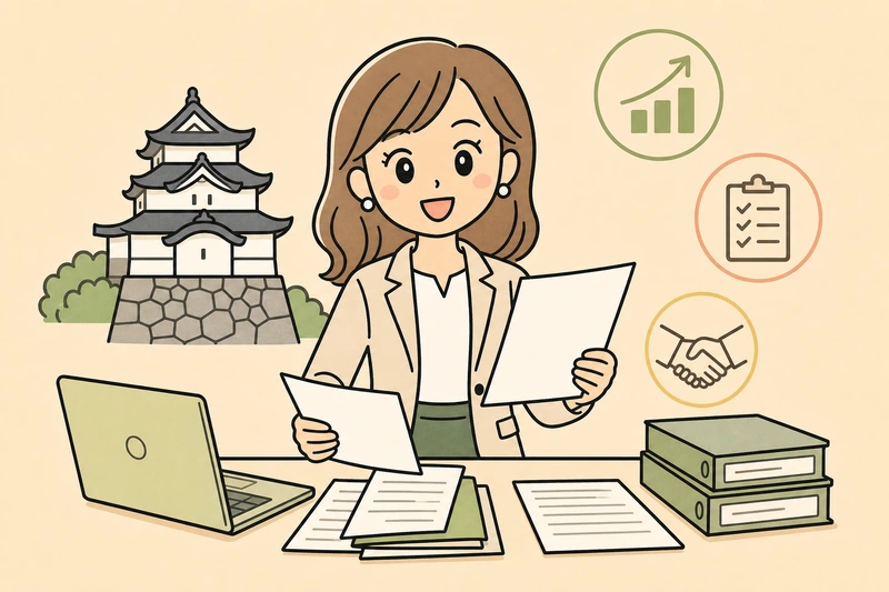 高松市の補助金2026｜現在確認したい事業者向け支援の解説イラスト