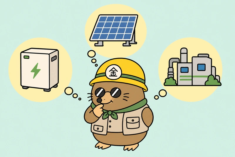 太陽光・蓄電池と脱炭素化設備の違いの解説イラスト